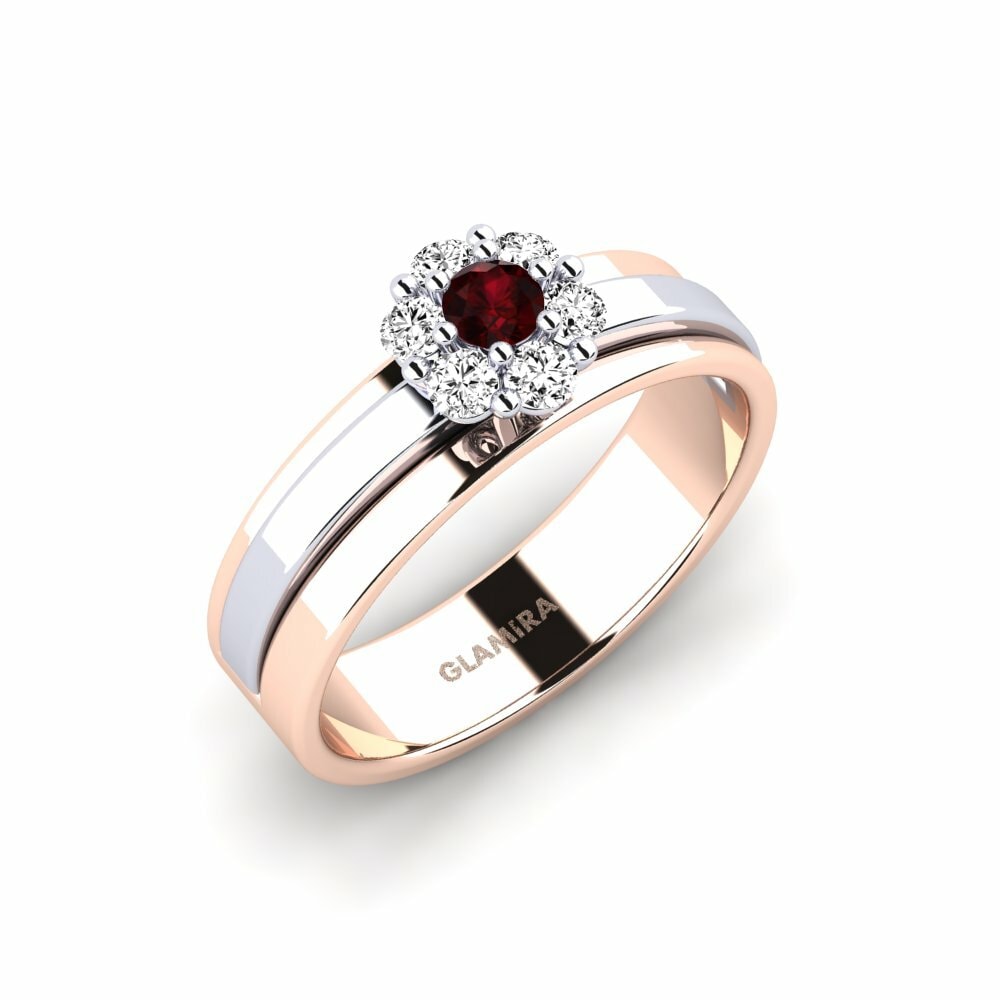 Or Rose& Blanc 18k Grenat Bague Xiporib