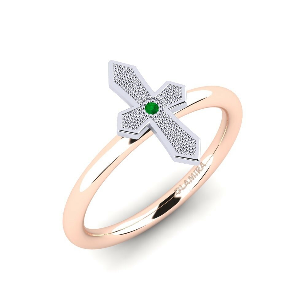 Or Rose& Blanc 14k Émeraude Bague Yakif
