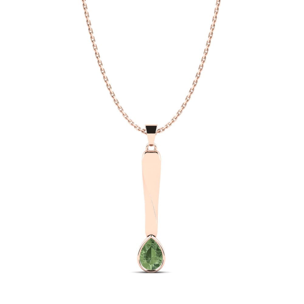 14k Oro Rosa Zafiro Verde Colgante de Mujer Emew