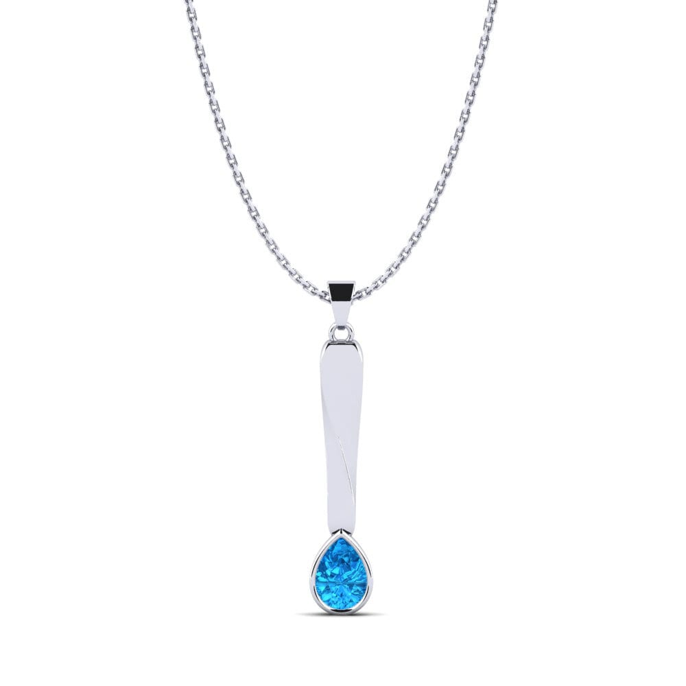 Plata 925 Topacio azul Colgante de Mujer Emew