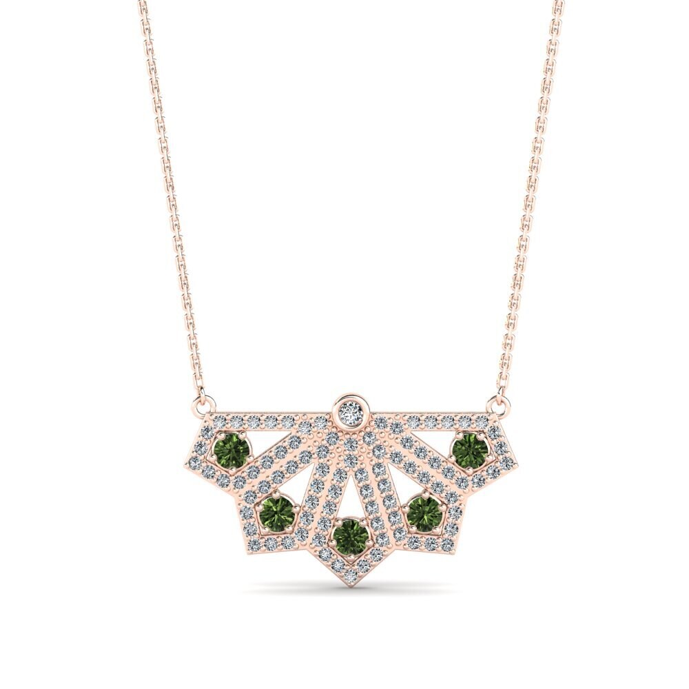 14k Oro Rosa Zafiro Verde Collar de Mujer Emilian