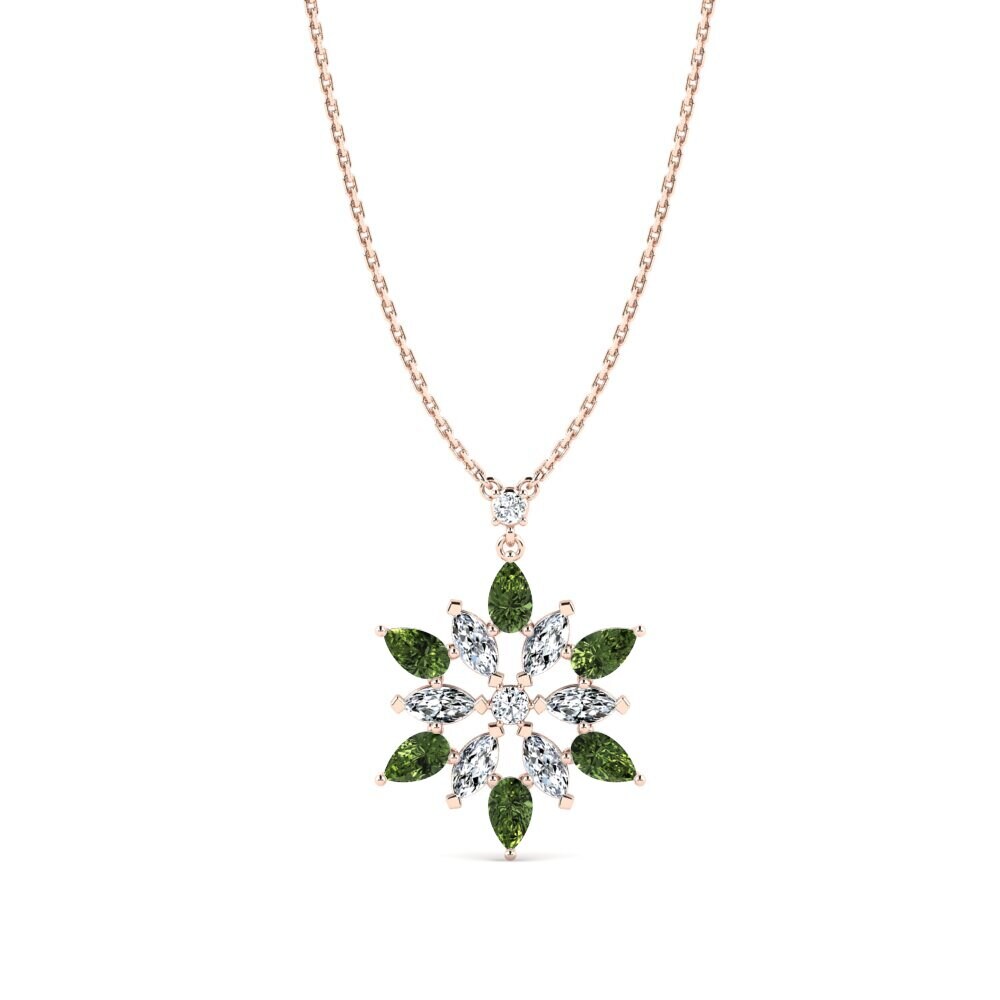 14k Oro Rosa Zafiro Verde Collar de Mujer Eminsties