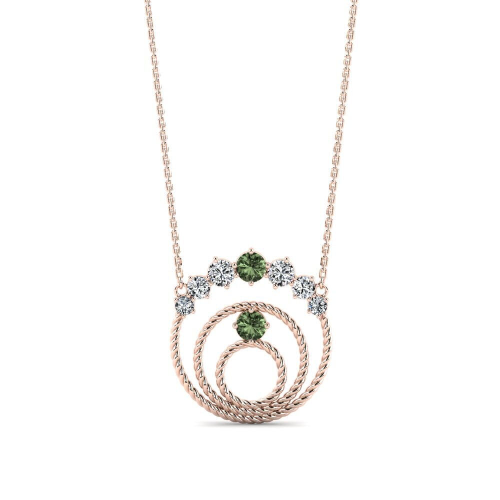 14k Oro Rosa Zafiro Verde Collar de Mujer Emmanil
