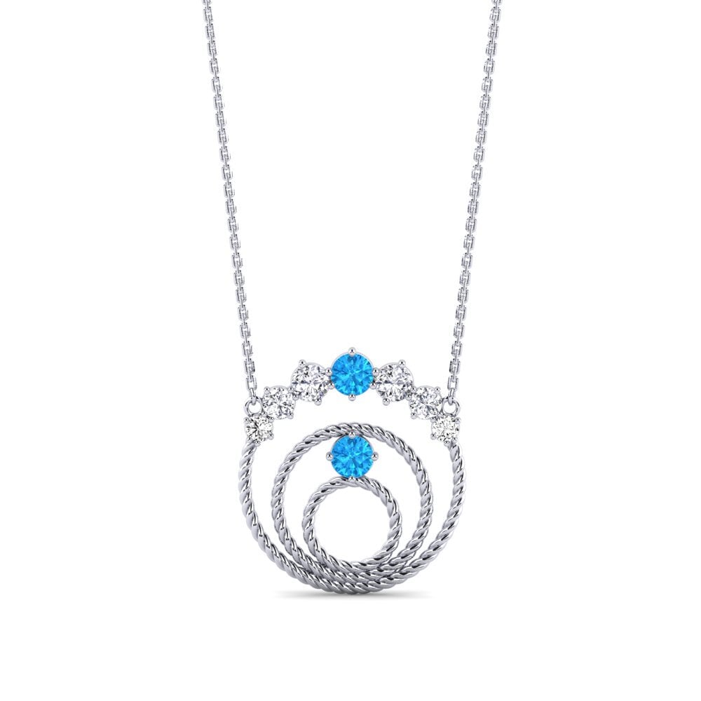 Plata 925 Topacio azul Collar de Mujer Emmanil