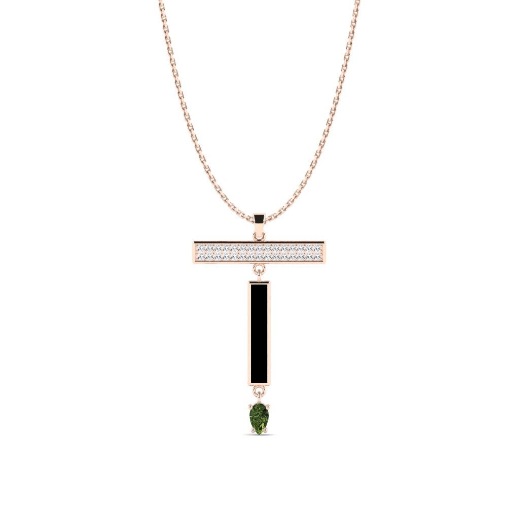 14k Oro Rosa Zafiro Verde Colgante de Mujer Noubas