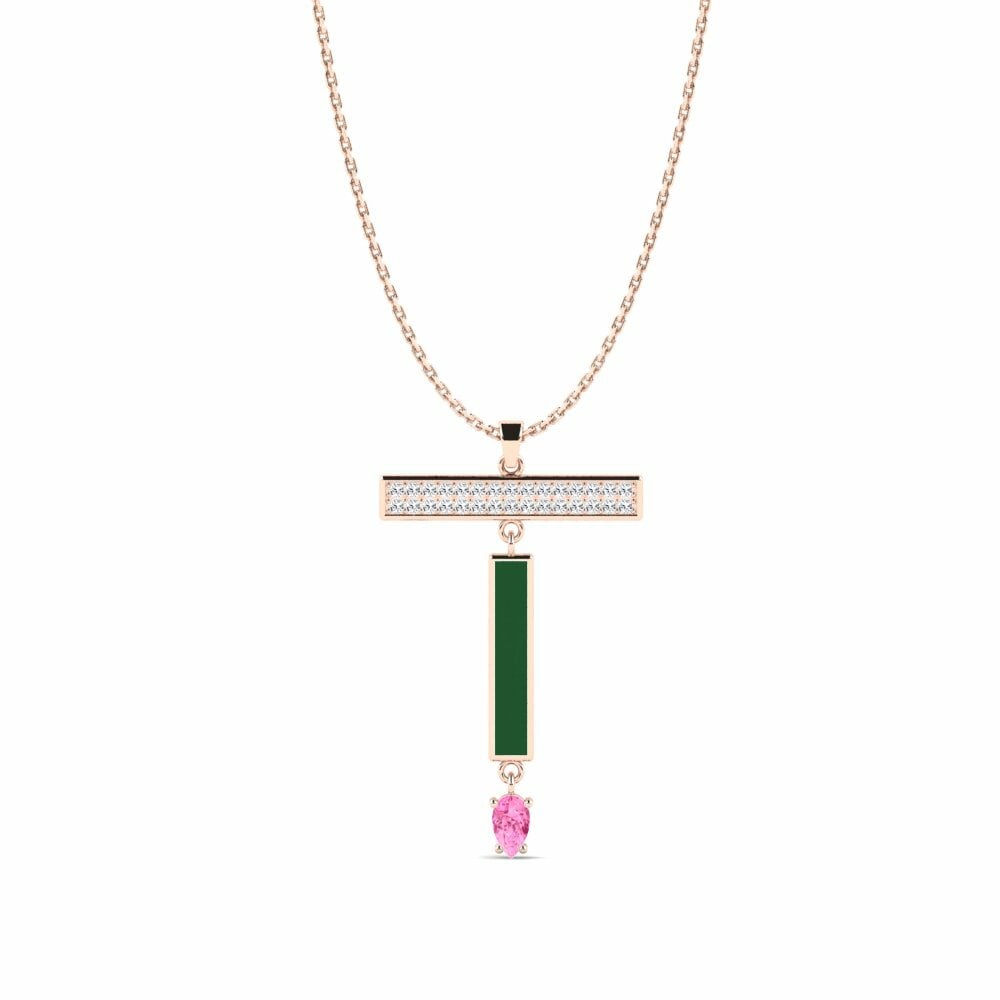 Vàng Hồng 18K Đá Sapphire Hồng Mặt dây chuyền nữ Noubas