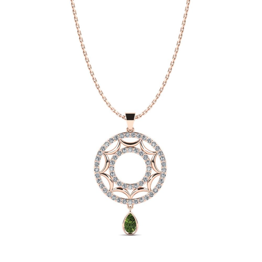 14k Oro Rosa Zafiro Verde Colgante de Mujer Obstacle