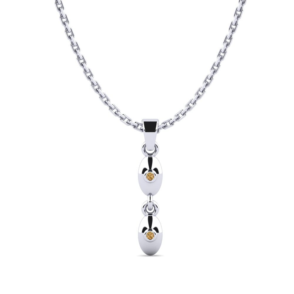 14k Oro Blanco Diamante café Colgante de Mujer Slus