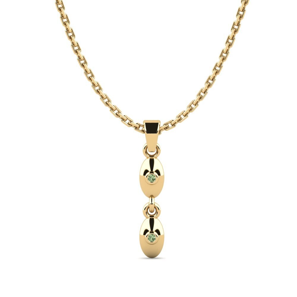 14k Oro Amarillo Diamante Verde Colgante de Mujer Slus