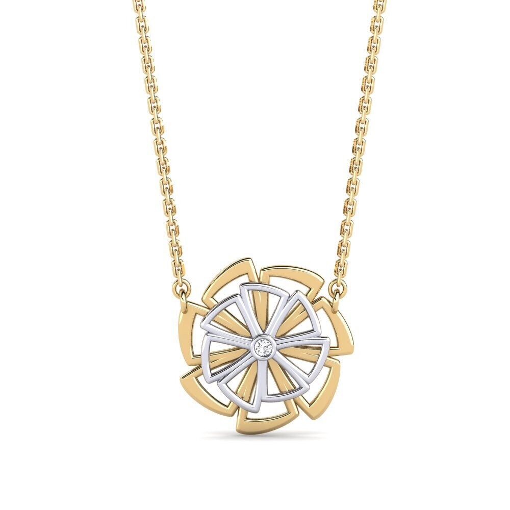 9k Oro Amarillo & Blanco Zafiro blanco Collar de Mujer Spirer
