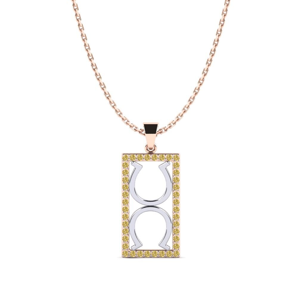 14k Oro Rosa & Blanco Diamante Amarillo Colgante de Mujer Spoilies