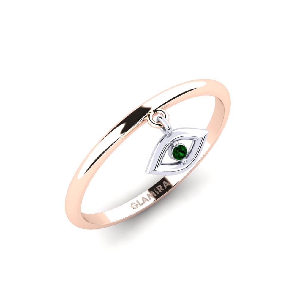 Or Rose& Blanc 18k Zircone Vert Bague Boulogne
