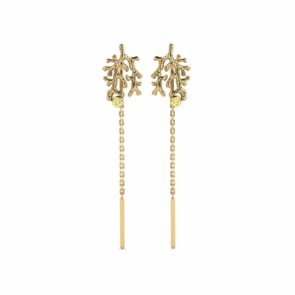 14ct Yellow Gold Round Yellow Sapphire Women's Earring Conquistane