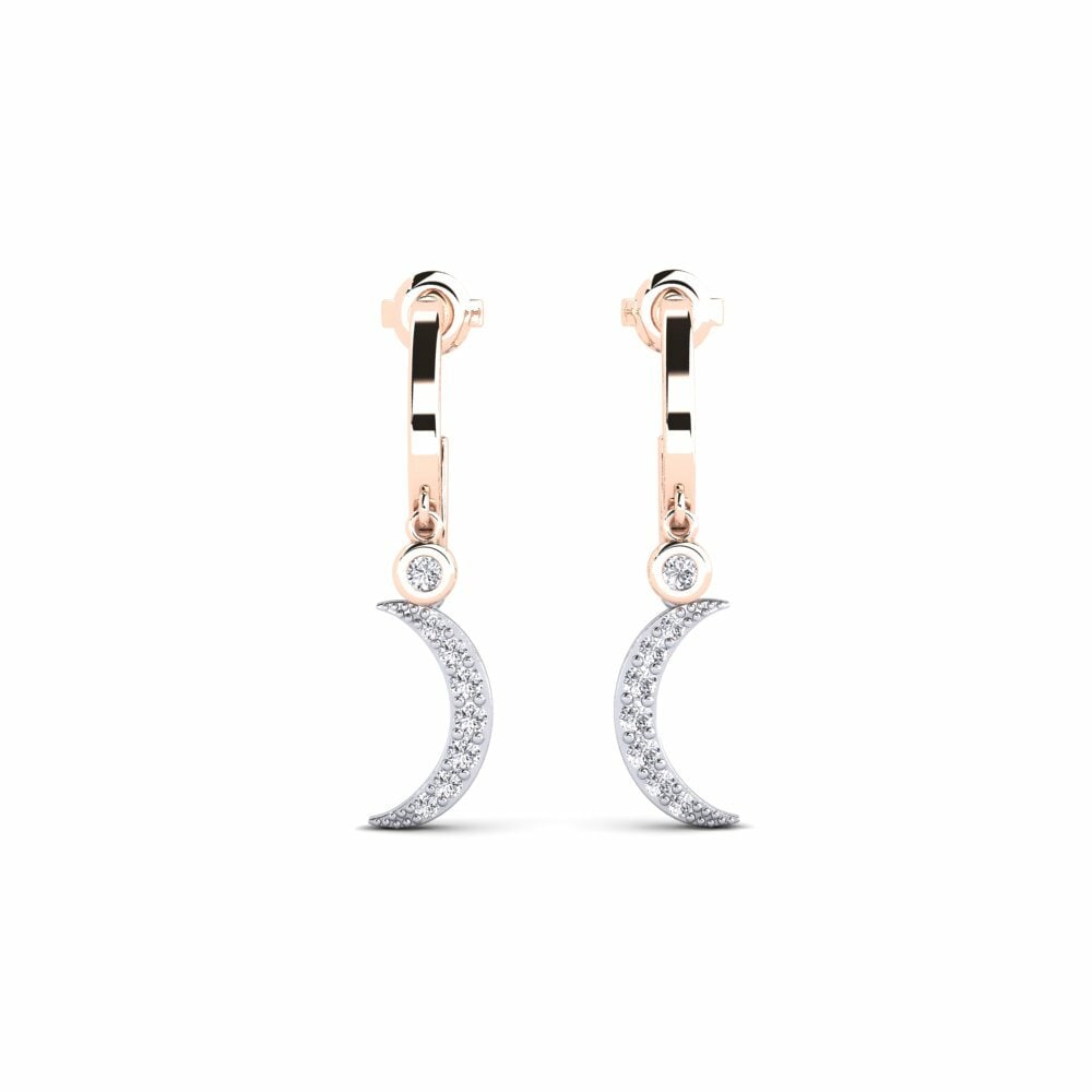 18ct Rose / White Gold Women's Earring Dekuji