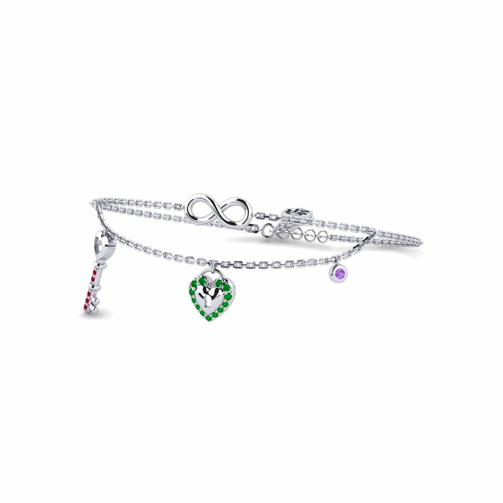 9ct White Gold Round Amethyst Women's Bracelet Enyi