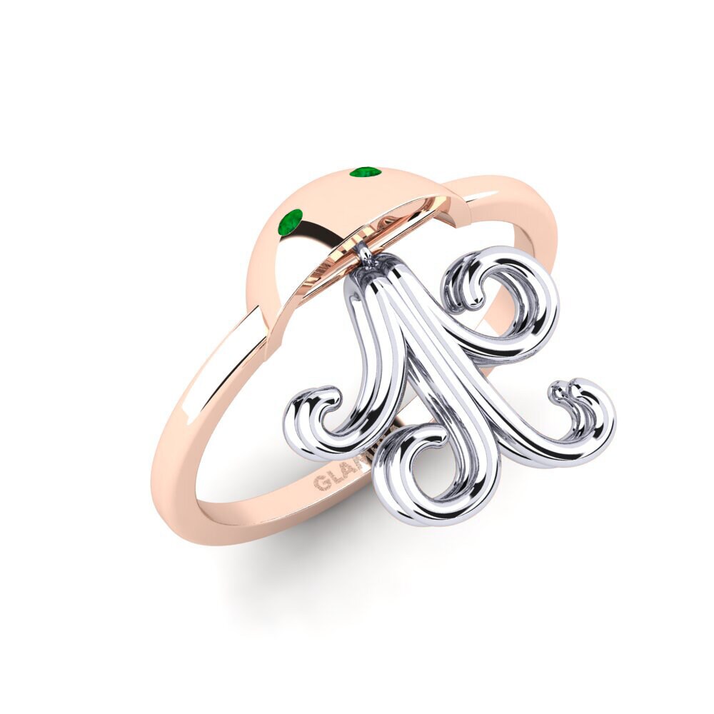 Or Rose& Blanc 14k Émeraude Bague Pranaya