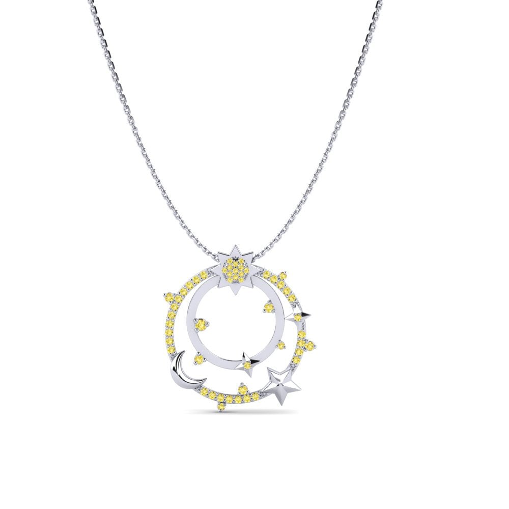 White Silver Yellow Sapphire Women's Pendant Lothal