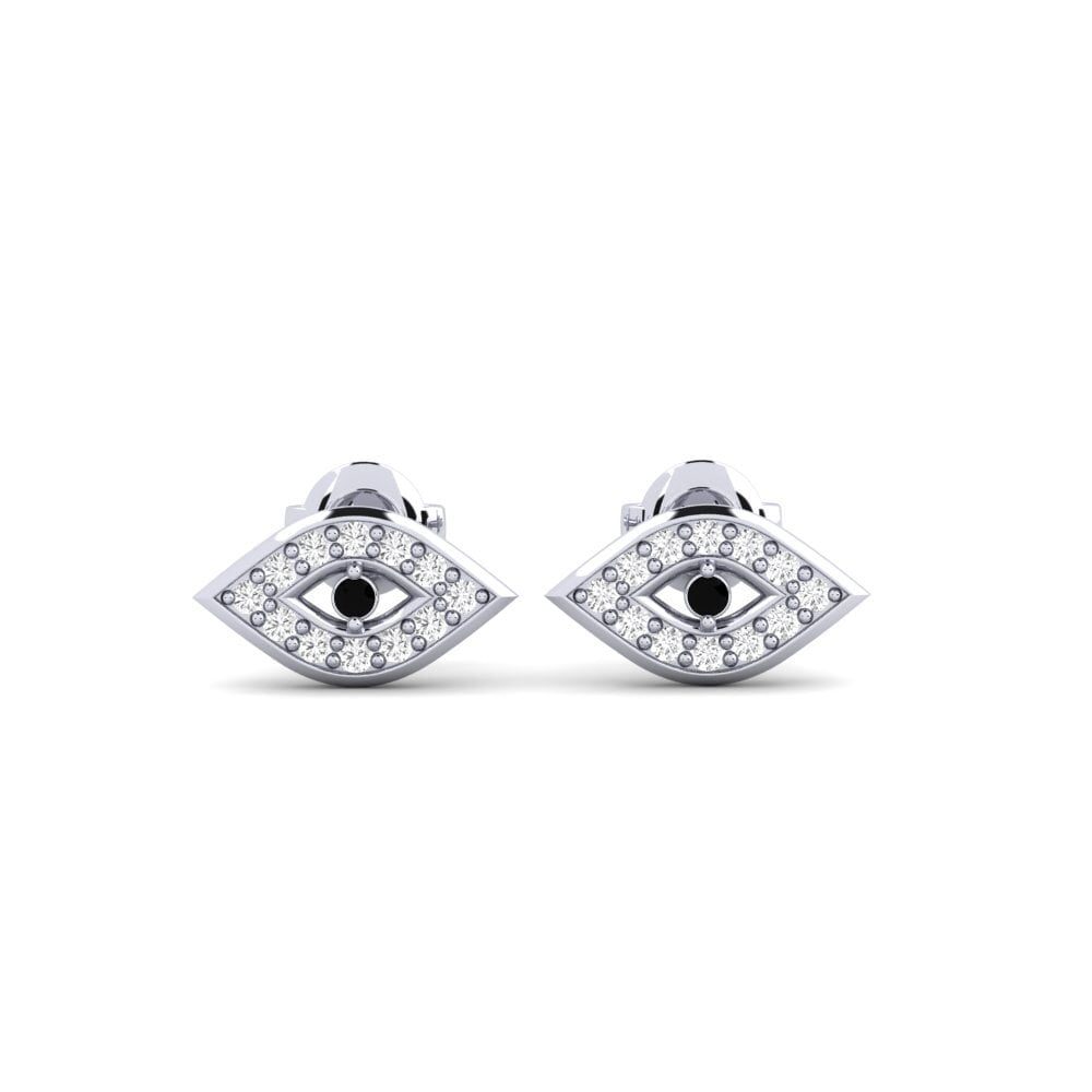 18ct White Gold Black Sapphire Women's Earring Mapera