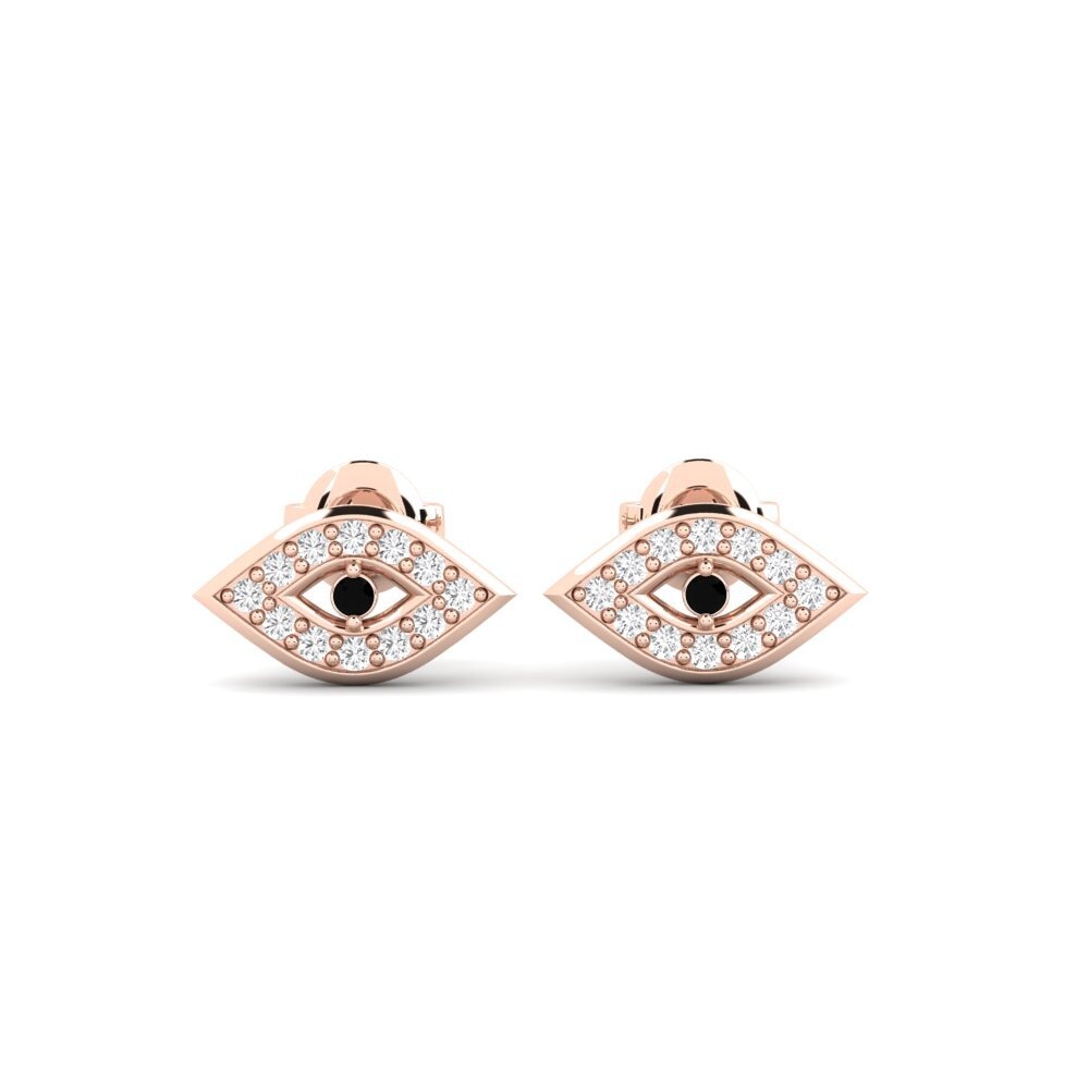 9ct Rose Gold Black Diamond Women's Earring Mapera