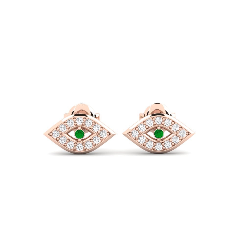 14ct Rose Gold Emerald Women's Earring Mapera