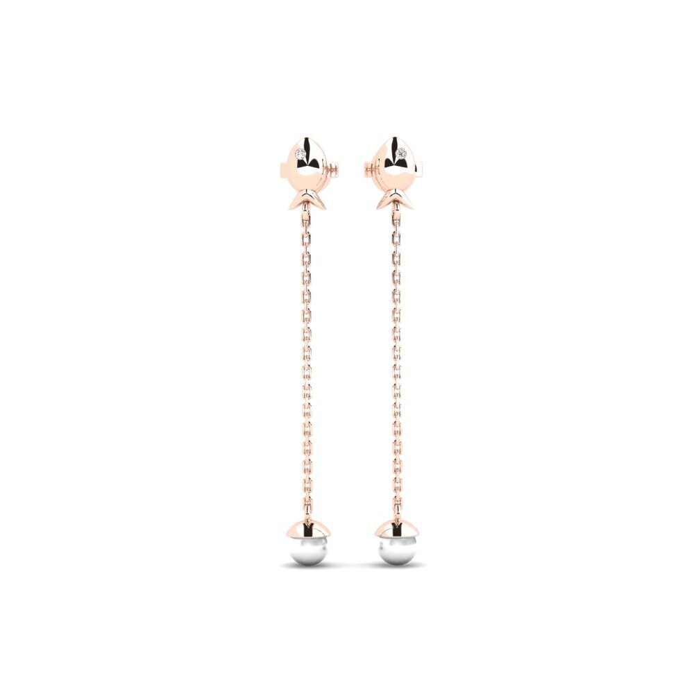 14ct Rose Gold White sapphire Women's Earring Menestys - A