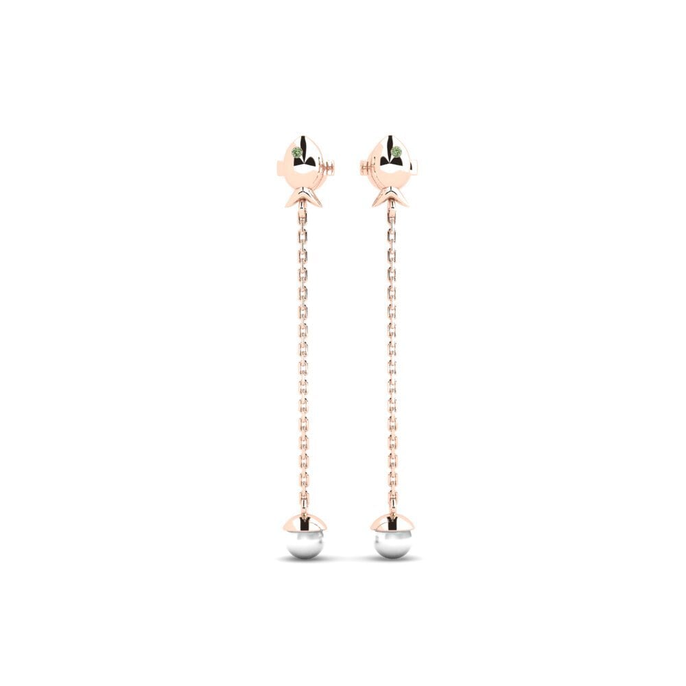 Rotgold 585 Grüner Diamant Damen ohrring Menestys - A