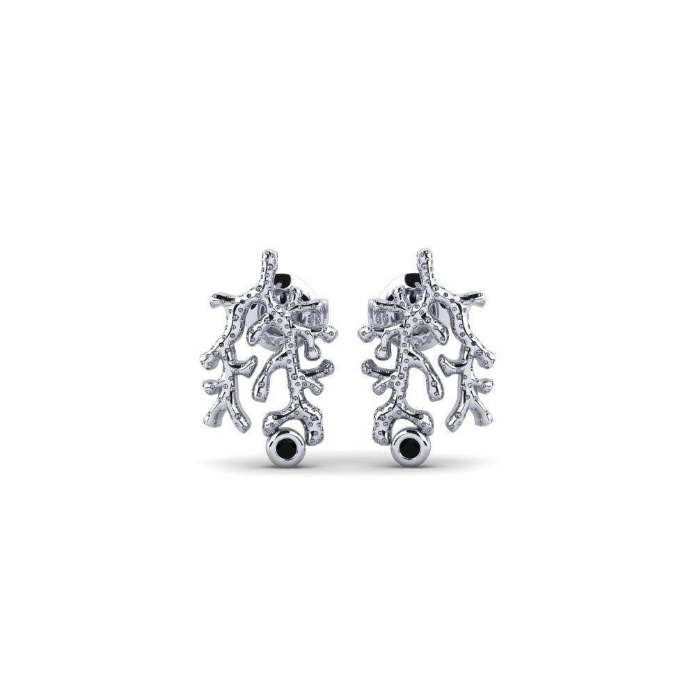 18ct White Gold Black Sapphire Women's Earring Merconi