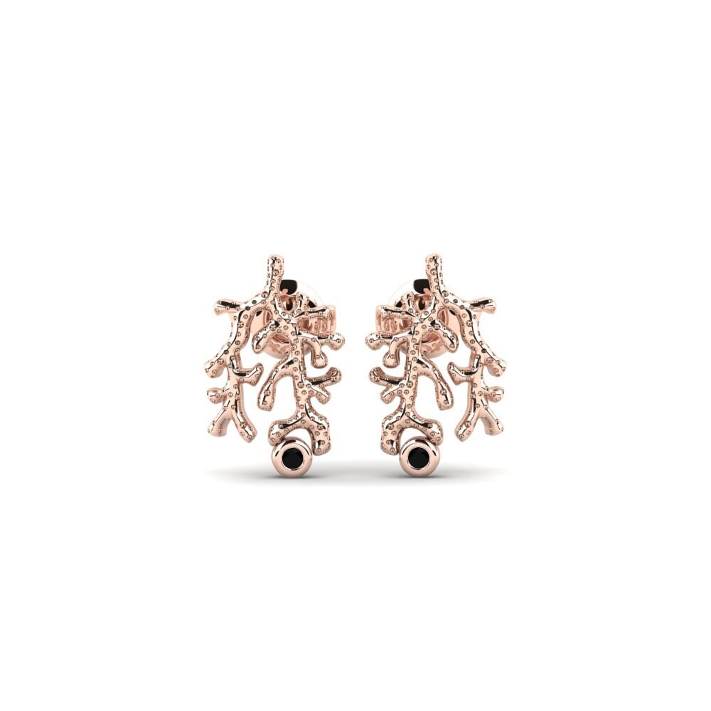 9ct Rose Gold Black Diamond Women's Earring Merconi