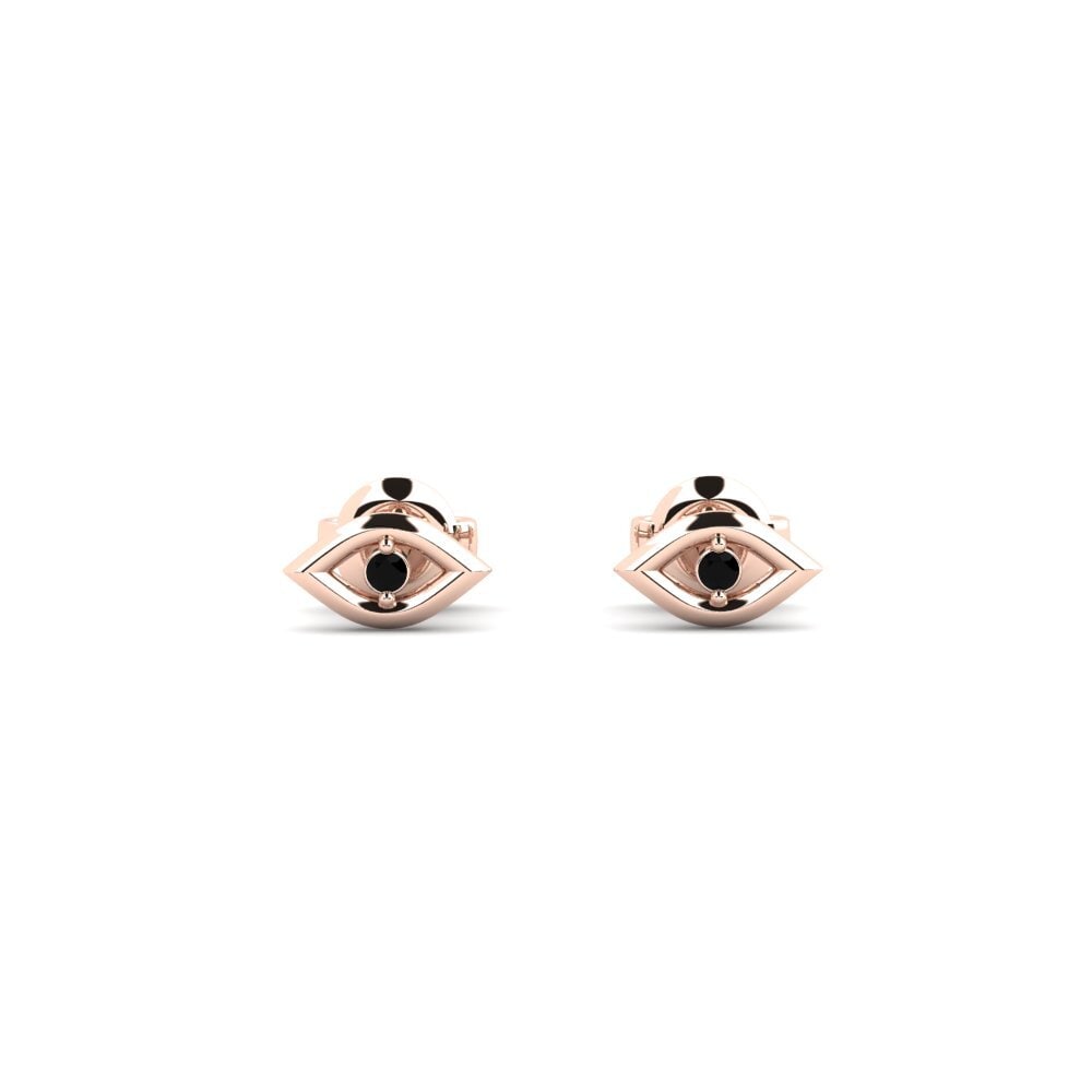 9ct Rose Gold Black Sapphire Women's Earring Napleses