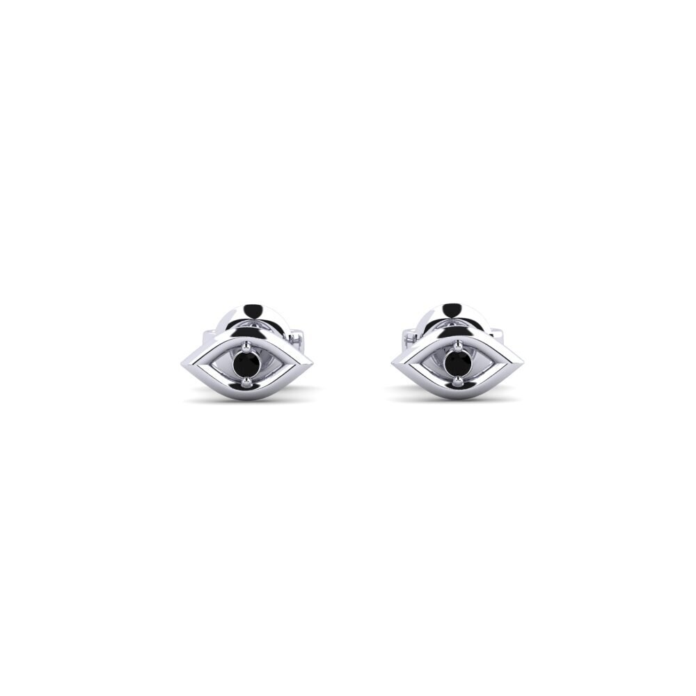 18ct White Gold Black Sapphire Women's Earring Napleses