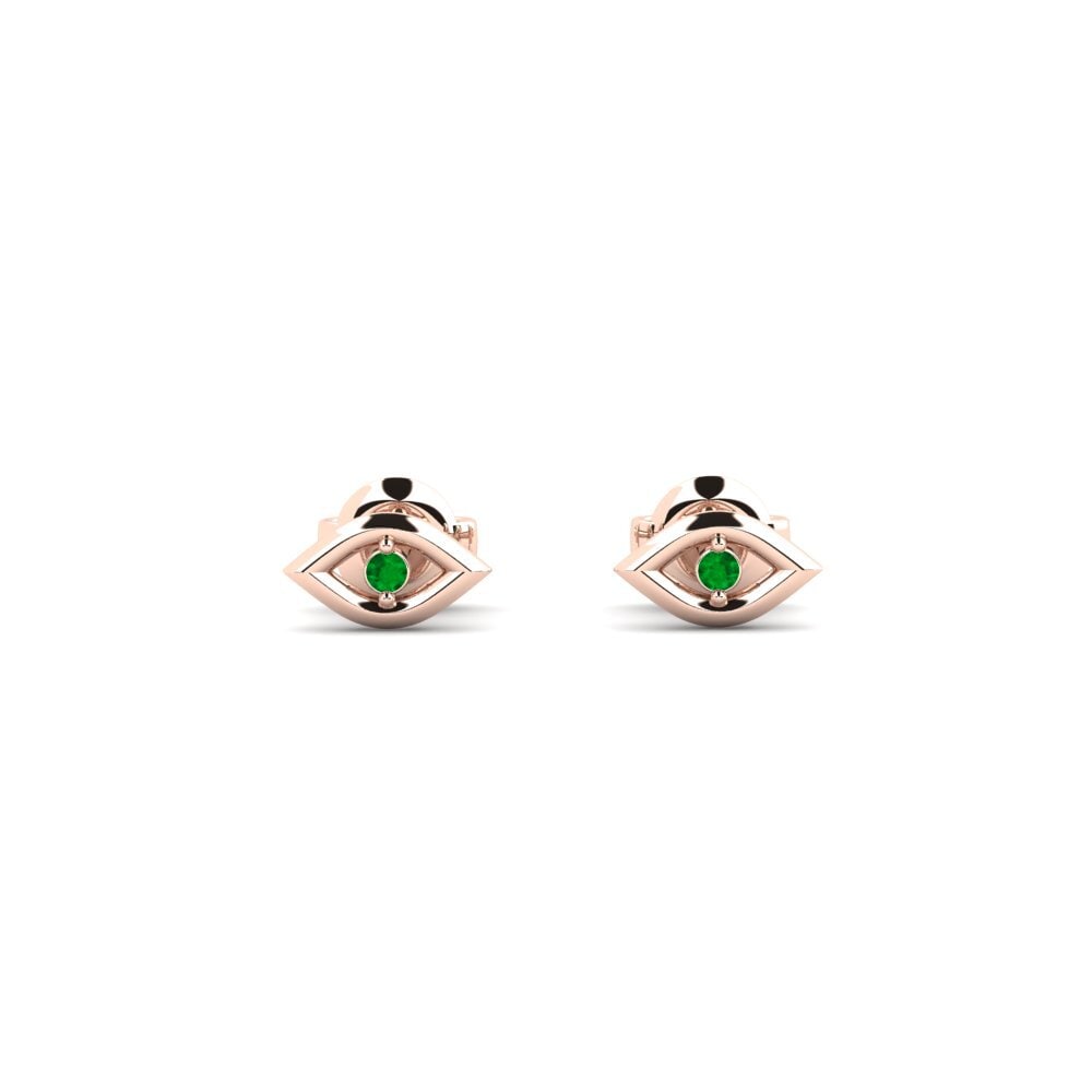 14ct Rose Gold Emerald Women's Earring Napleses