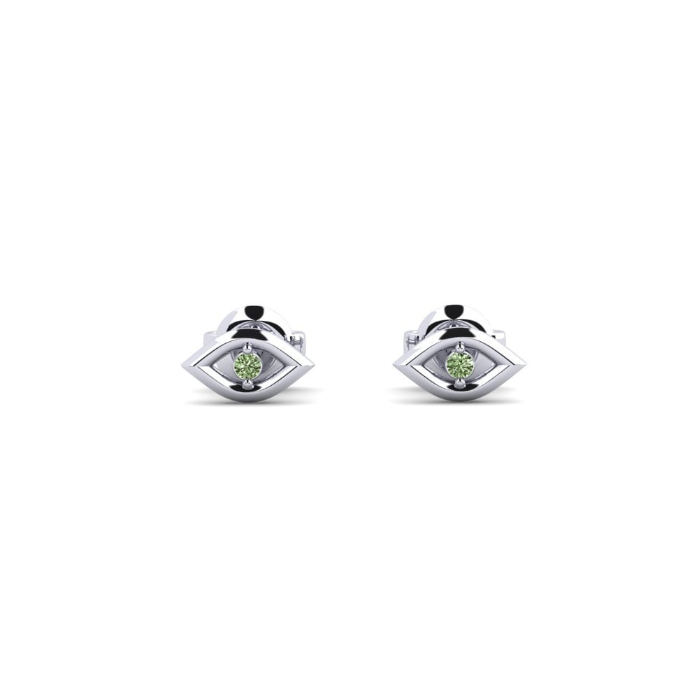 950 Platinum Green Diamond Women's Earring Napleses