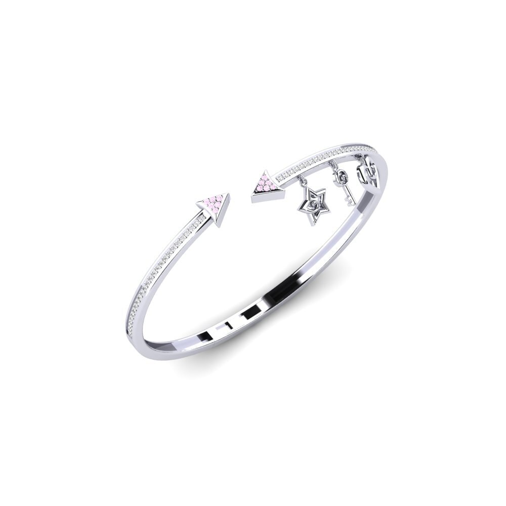 9ct White Gold Pink Sapphire Women's Bracelet Odniesienie