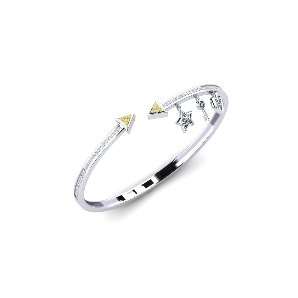 White Silver Yellow Sapphire Women's Bracelet Odniesienie