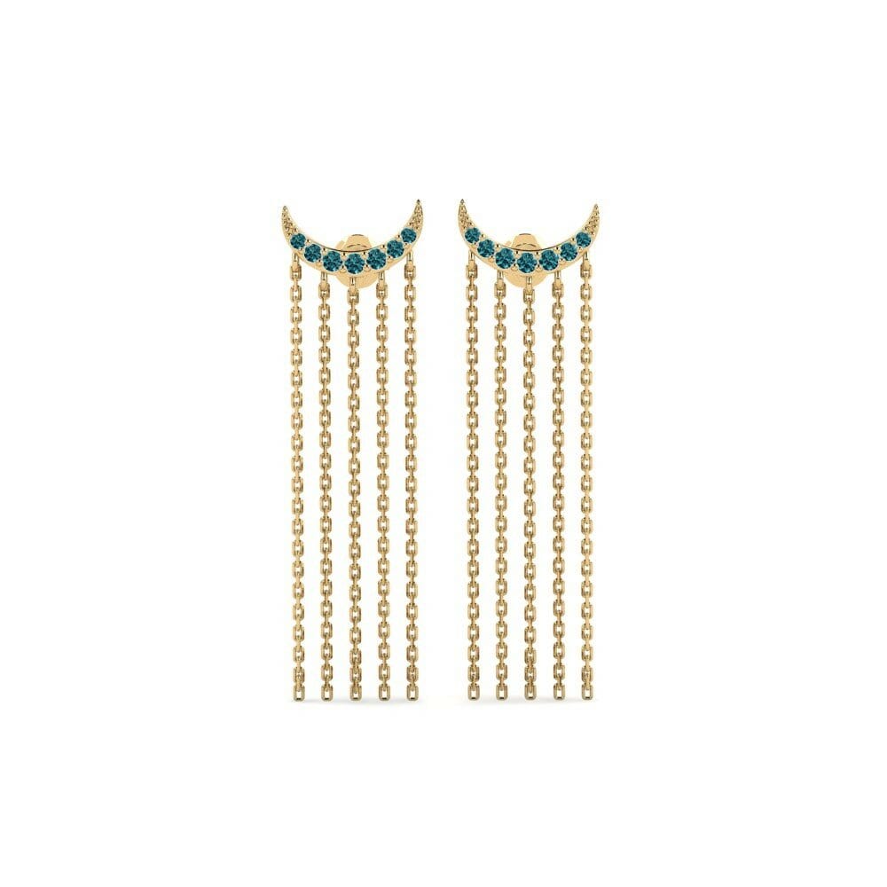 Blauwe Diamant Dames Oorbellen Opnaelse