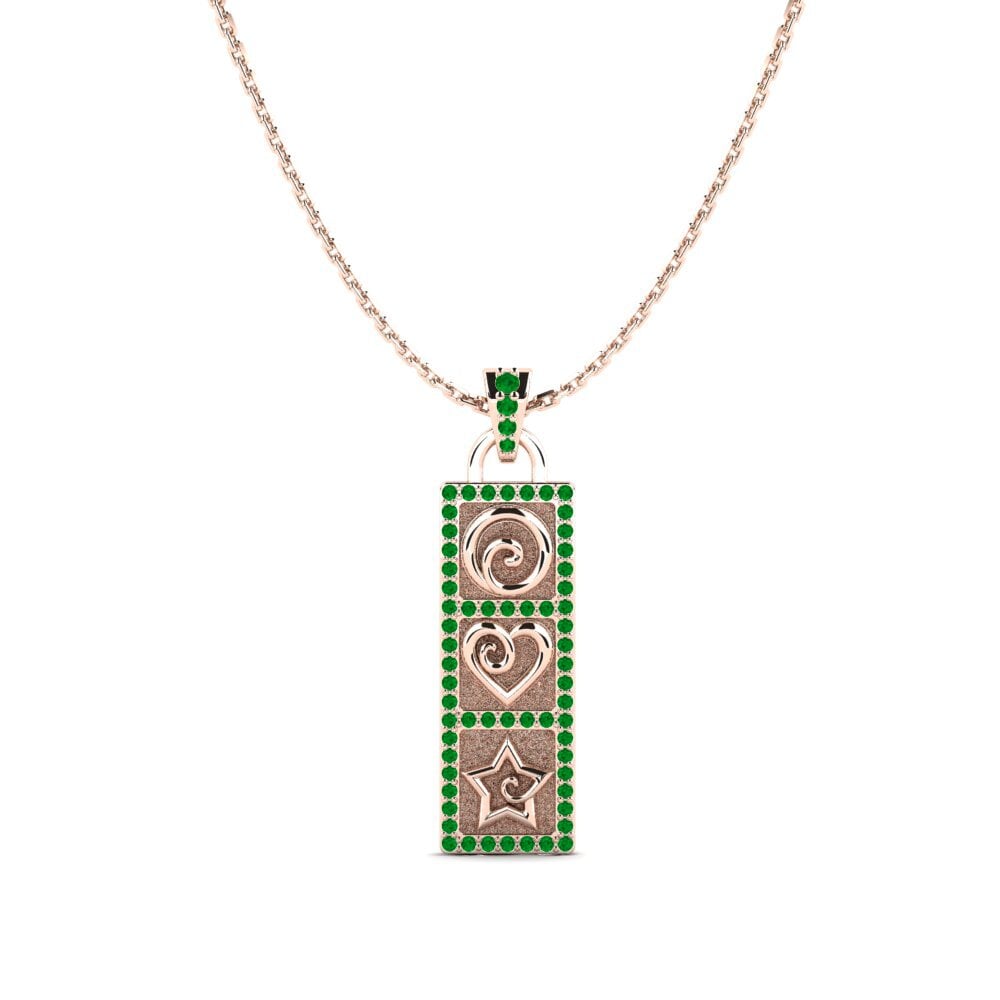 18ct Rose Gold Emerald Women's Pendant Paslepums