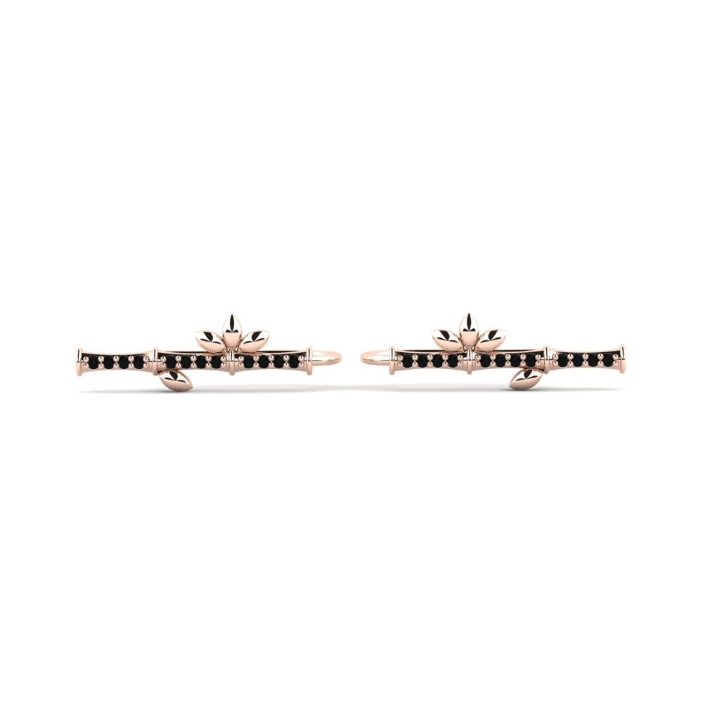 9ct Rose Gold Black Sapphire Women's Earring Shahrain - B