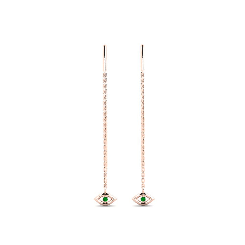 14ct Rose Gold Emerald Women's Earring Tardoire
