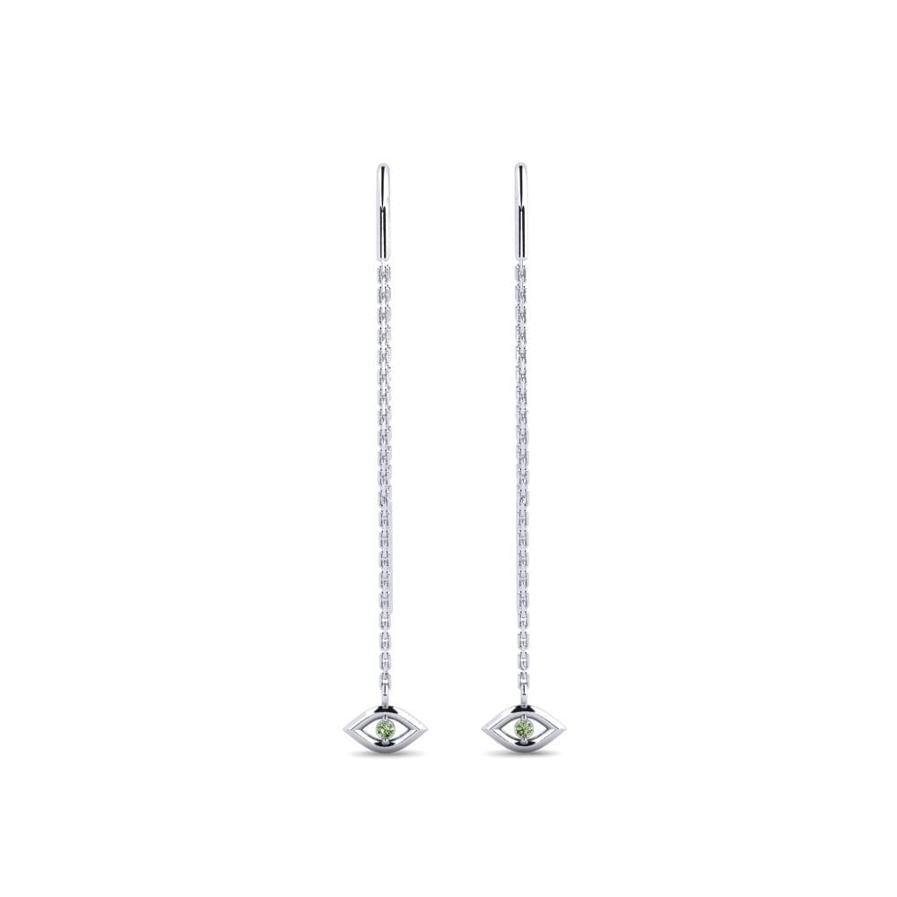 950 Platinum Green Diamond Women's Earring Tardoire