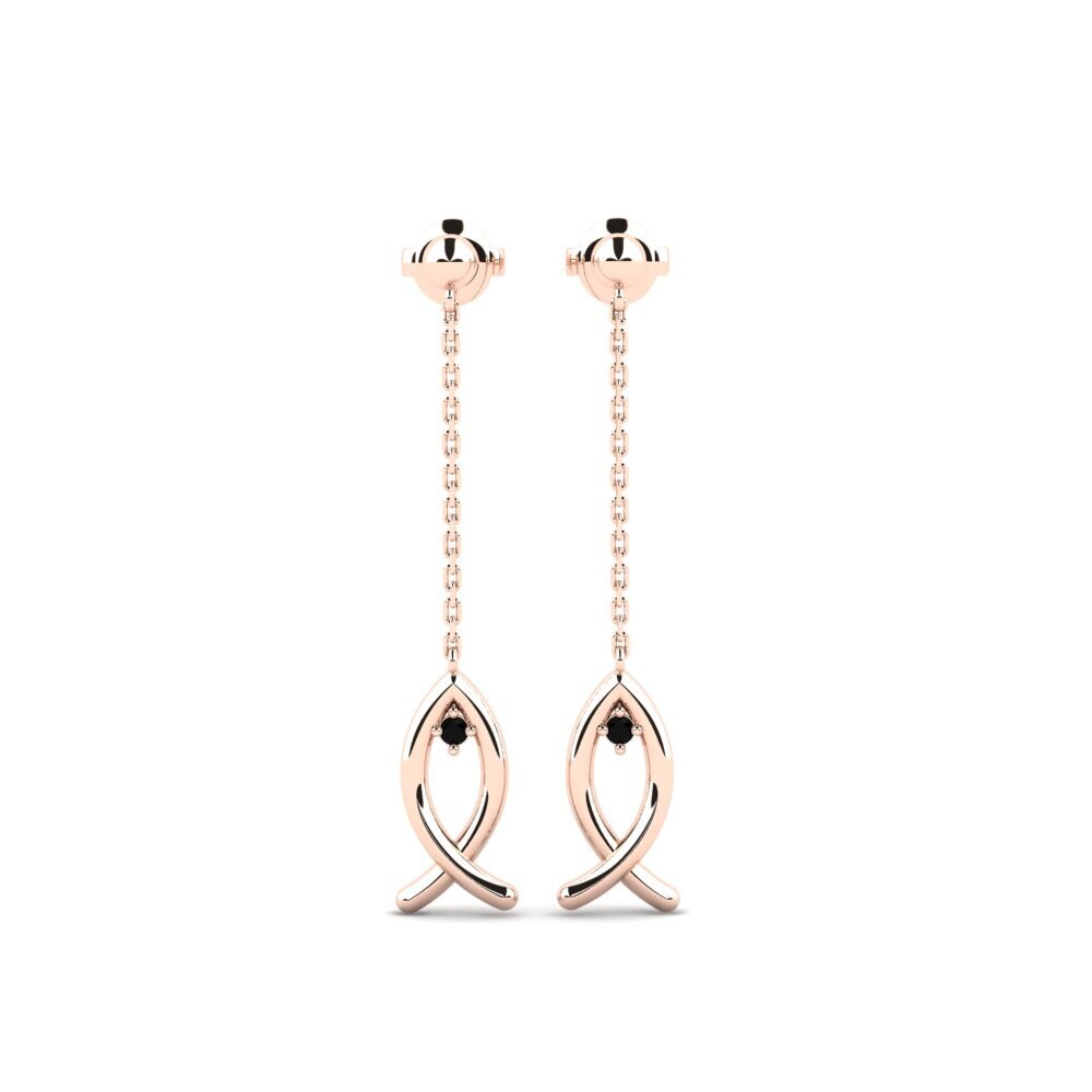9ct Rose Gold Black Diamond Women's Earring Uruk - B