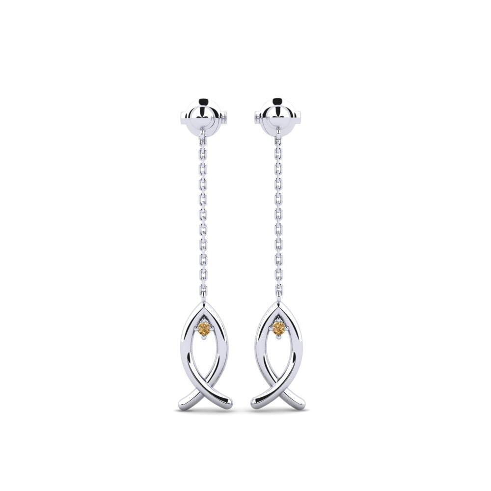 9ct White Gold Brown Diamond Women's Earring Uruk - B