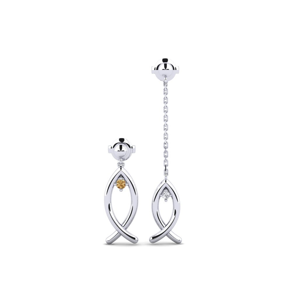 9ct White Gold Brown Diamond Women's Earring Uruk - SET
