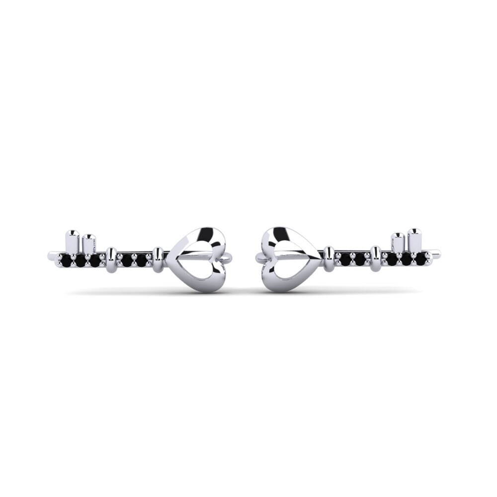 18ct White Gold Black Onyx Women's Earring Vunghana - B