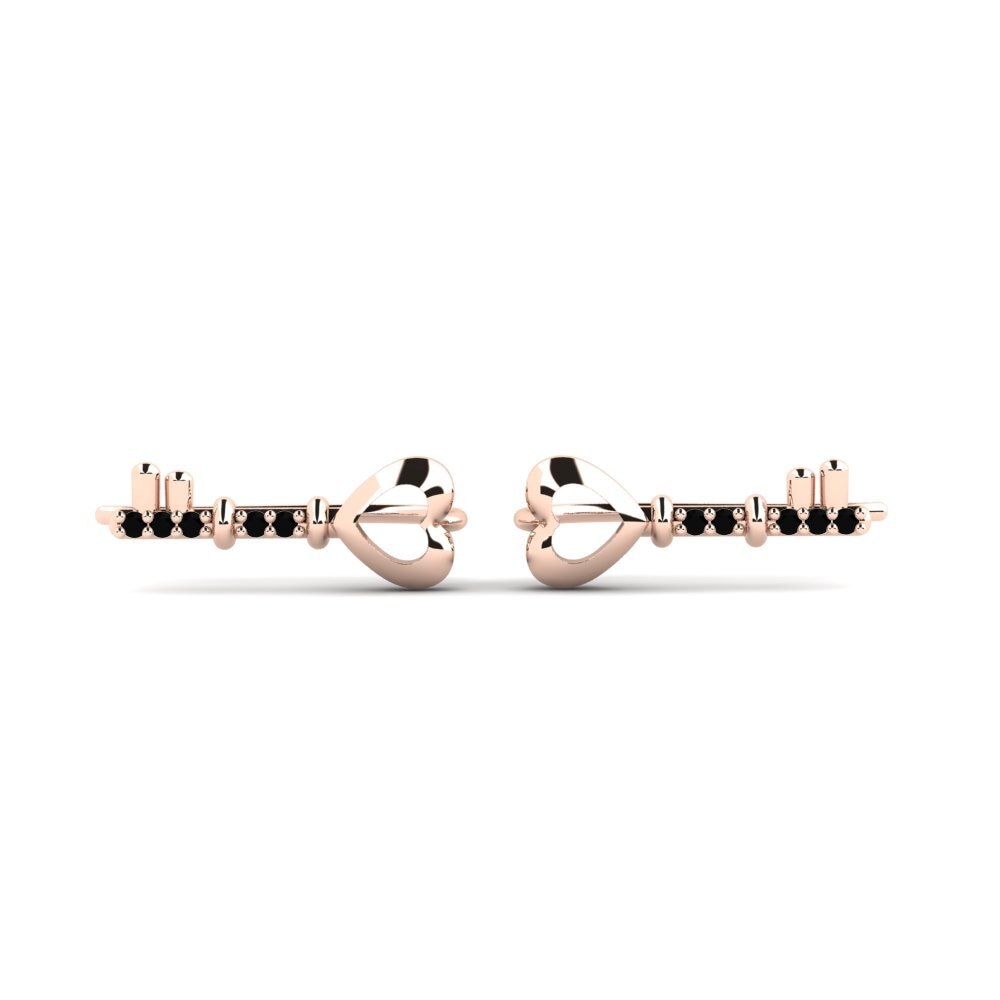 9ct Rose Gold Black Sapphire Women's Earring Vunghana - B