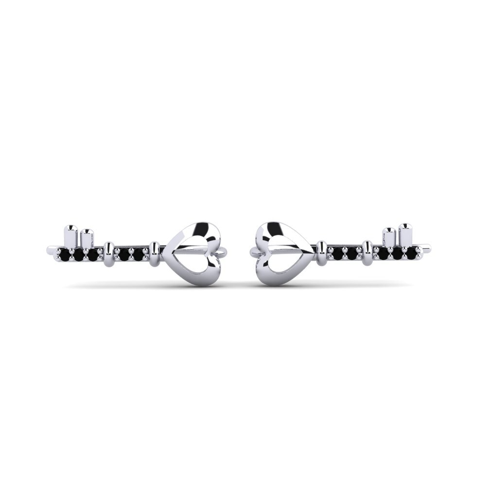 18ct White Gold Black Sapphire Women's Earring Vunghana - B