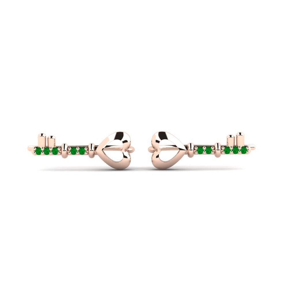 14ct Rose Gold Emerald Women's Earring Vunghana - B