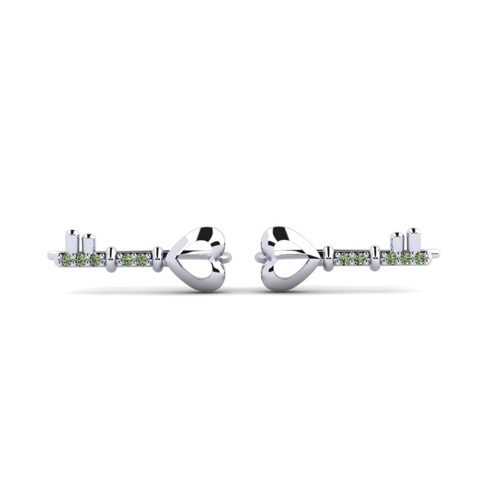 950 Platinum Green Diamond Women's Earring Vunghana - B