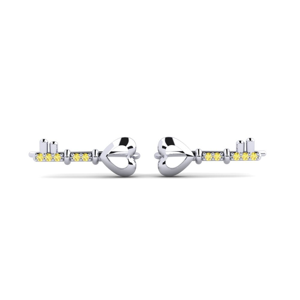 18ct White Gold Yellow Sapphire Women's Earring Vunghana - B