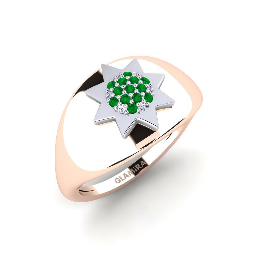 Or Rose& Blanc 14k Émeraude Bague Caenina