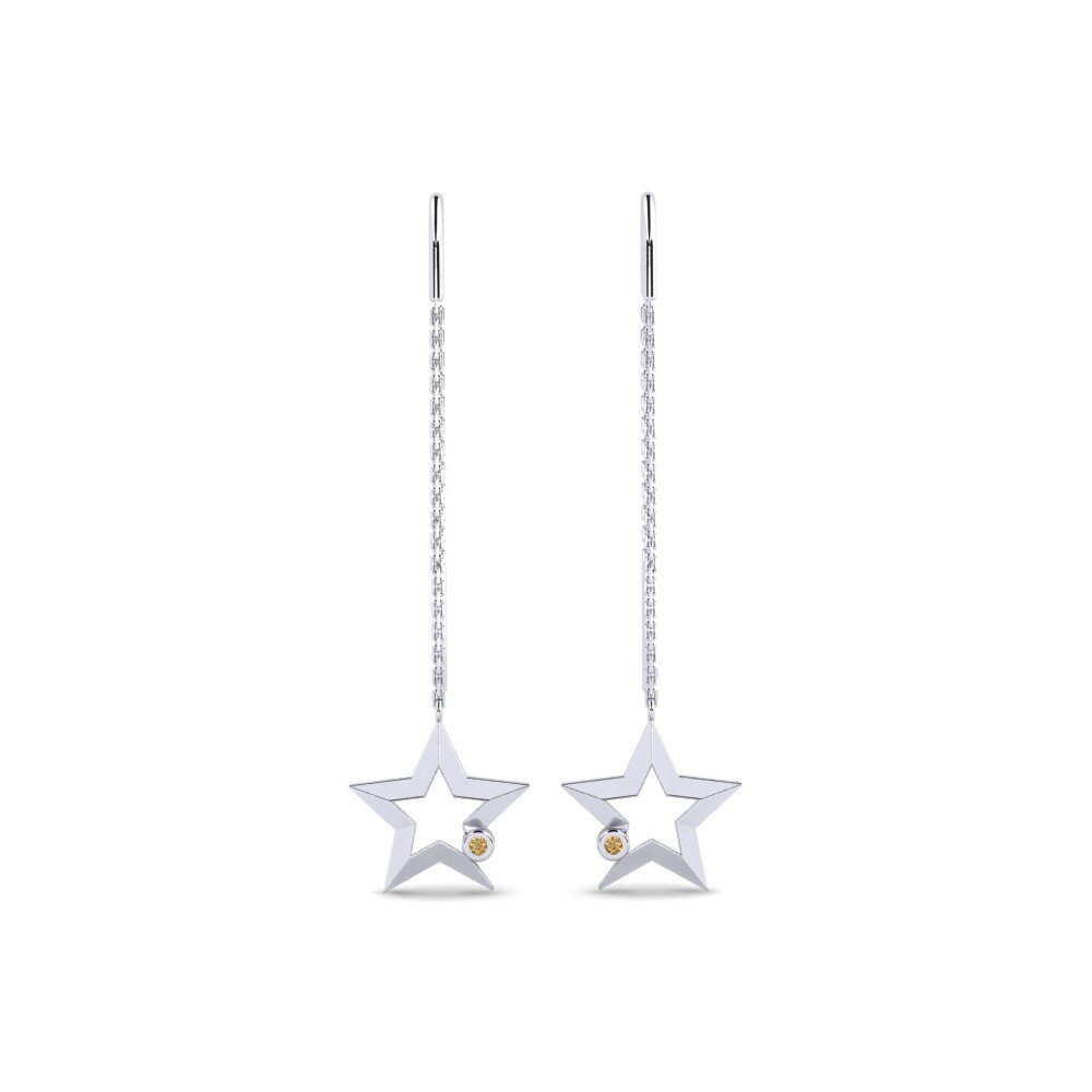 9ct White Gold Brown Diamond Women's Earring Hirili - A